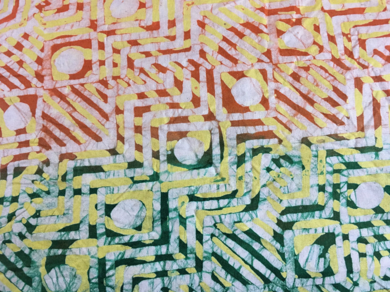 A traditional colourful batik design handmade in a small workshop in Ghana