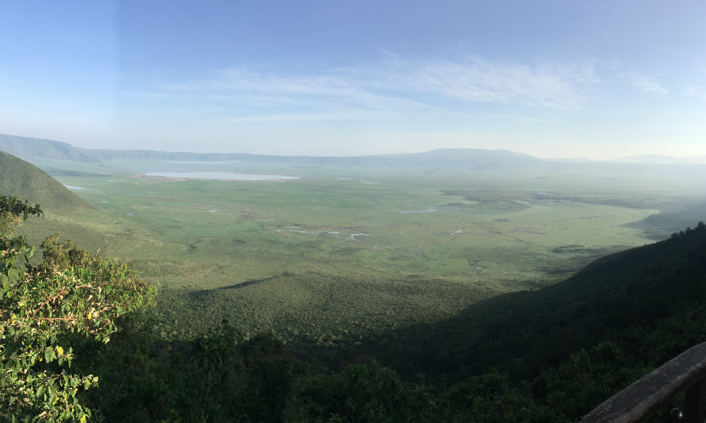 view of the stunning landscape from the Ngorongoro Crater rim in Tanzania