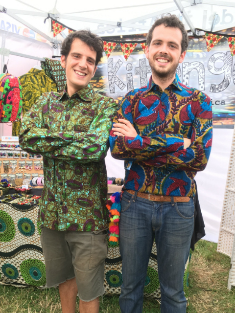 happy customers modelling their funky Kitenge shirts at WOMAD Festival UK