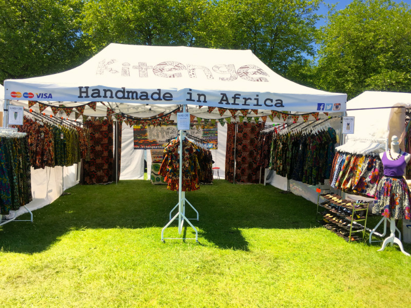 Kitenge's stall at Africa Oye 2017 in Sefton Park, Liverpool, UK