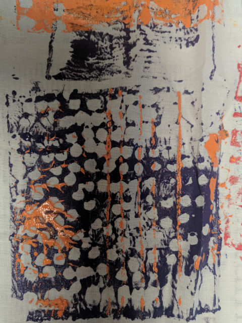 African wax print fabric inspired printwork by primary school pupil