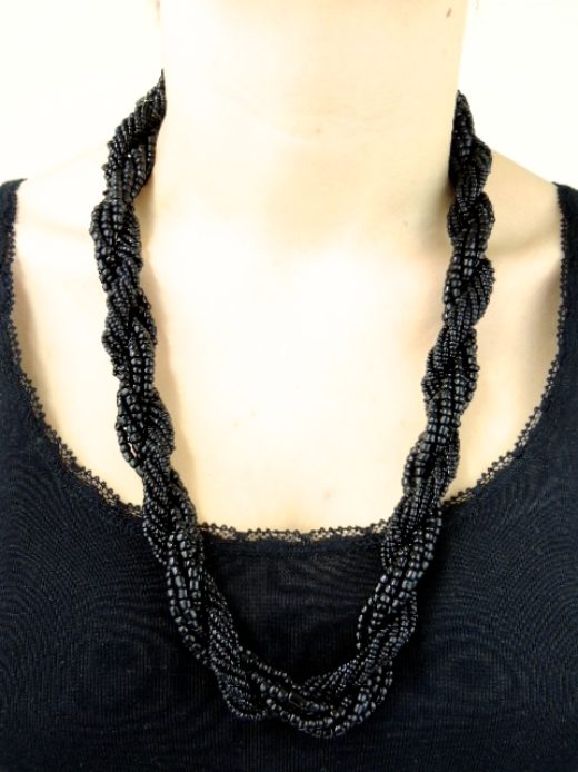Black Womens African Beaded Necklace