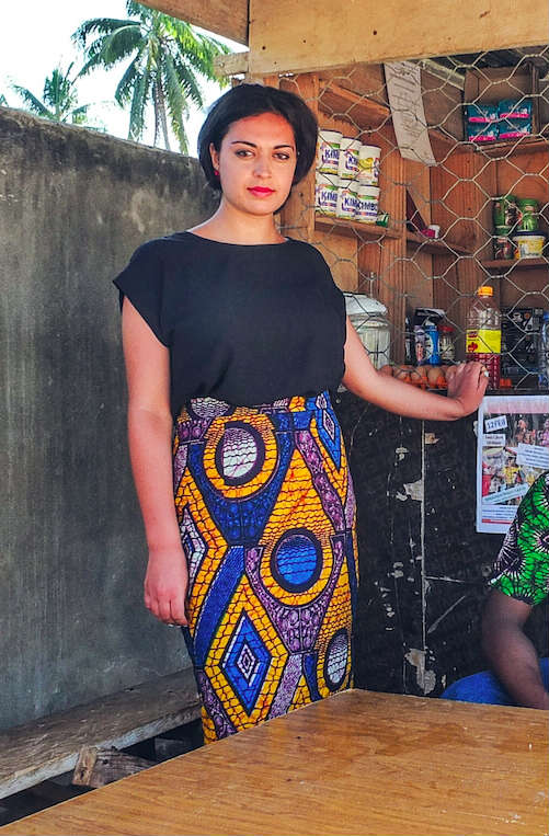 Amber Womens African Print Pencil Skirt Model Wearing