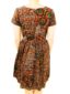 Red Womens African Print Flare Dress Back View