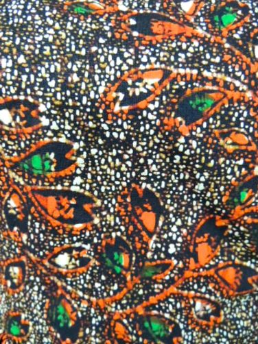 Red Womens African Print Flare Dress Fabric Close Up