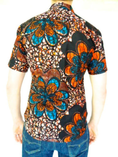 Red/Blue African Print Short Sleeve Shirt | Mens African Clothing | Kitenge