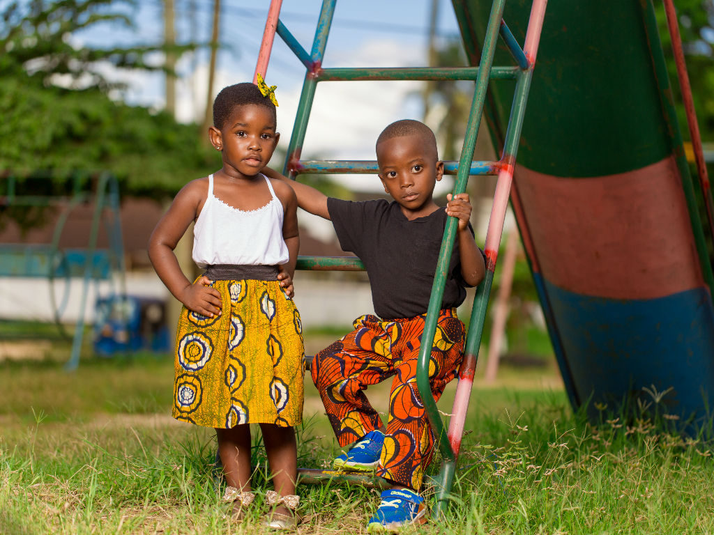 African Print Kids Clothing Models Wearing in Tanzania