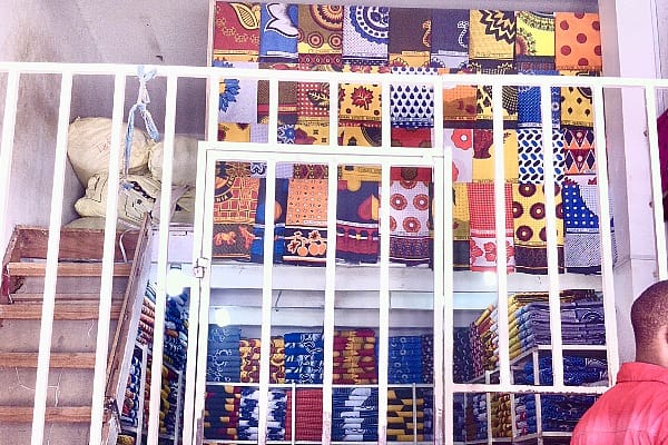 African print fabric kanga shop market Tanzania East Africa