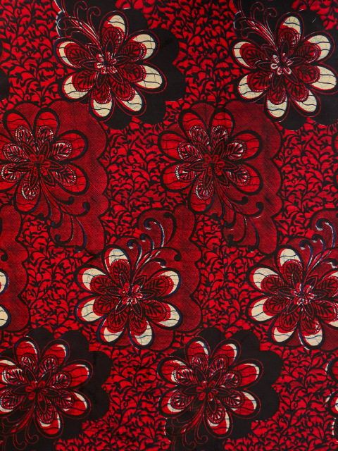 African Print Fabric/ Ankara - Marigold, Red, Navy 'Kingdom of