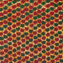 Red and green shells African wax print fabric pattern