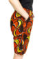 Women's red/yellow African print custom-made shorts model wearing side view