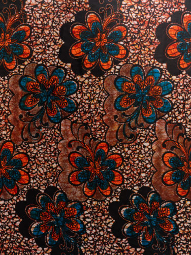 Red and blue flower African print fabric design