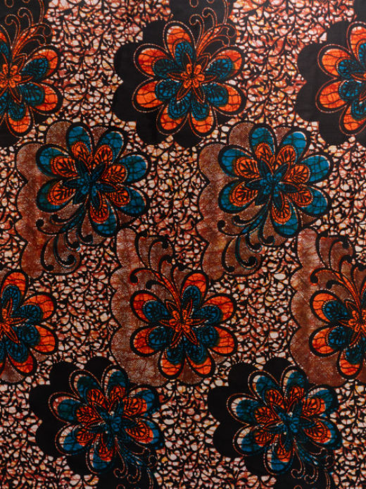 Red and blue flower African print fabric design