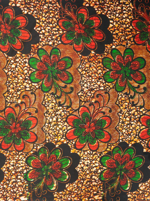 Red and green flower ankara fabric pattern