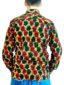 Men's red/green African print long sleeve shirt model wearing back view hands in pockets