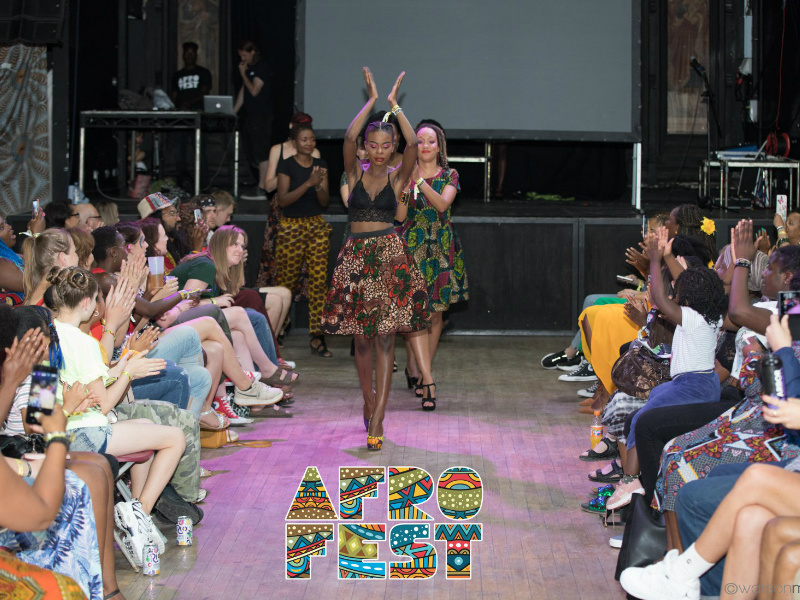 Kitenge models having fun wearing their African print clothing at the African fashion exhibition at AfroFest Bristol 2019