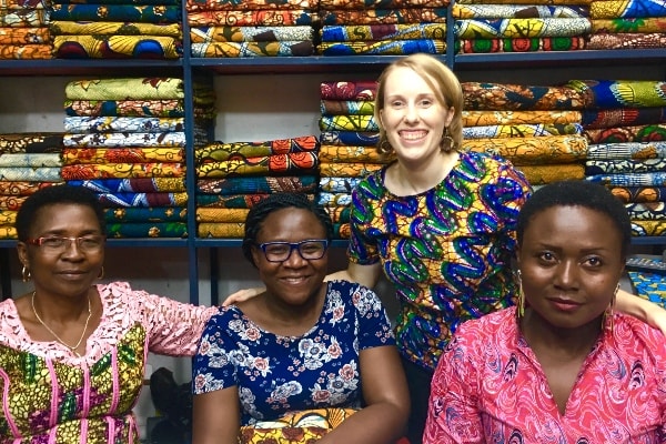 Kitenge Store founder Sian with African wax print fabric supplier