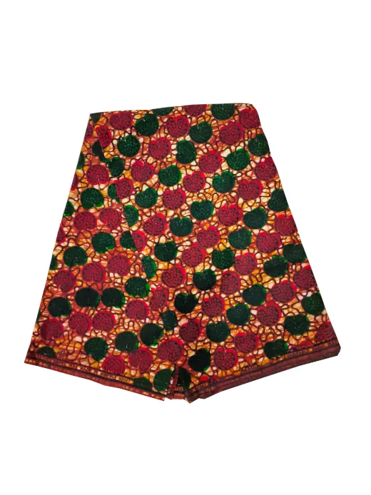 Red green shells Ankara fabric Kitenge Store folded