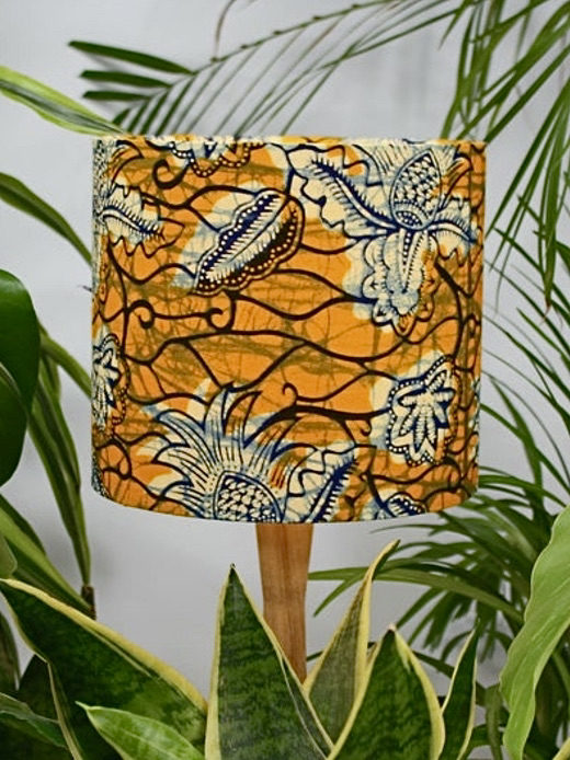 Yellow pineapple African print lamshade by Tropikana handmade using Kitenge Store ankara fabric