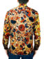 Men's red floral African print shirt with long sleeves model wearing back view