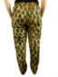 Women's custom made to measure yellow cream African print trousers model wearing back view
