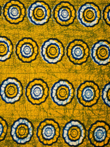 Yellow and white flowers African print fabric made in Nigeria West Africa
