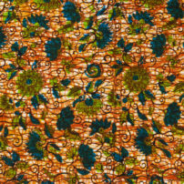 Green and blue floral African wax print fabric design
