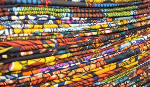 A pile of African wax print fabric