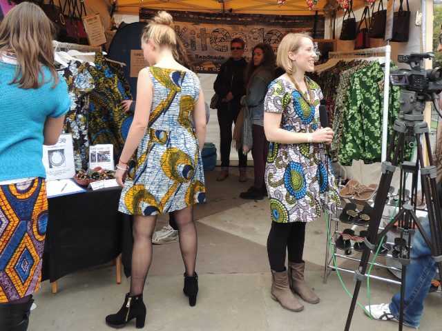 Kitenge African print clothing stall at Africa on The Square in Trafalgar Square London UK