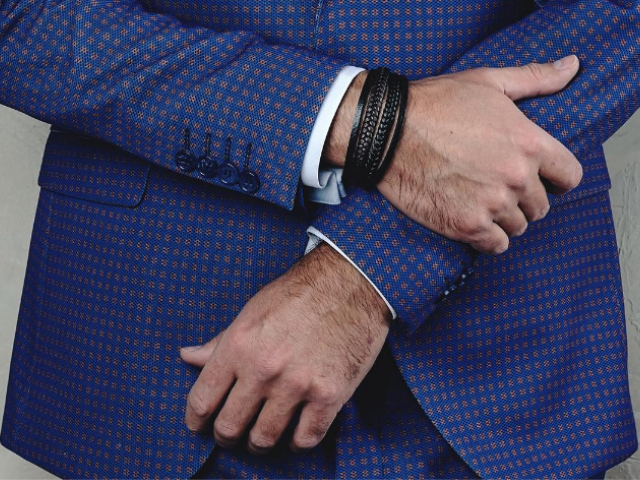 Men's casual bracelets worn with suit