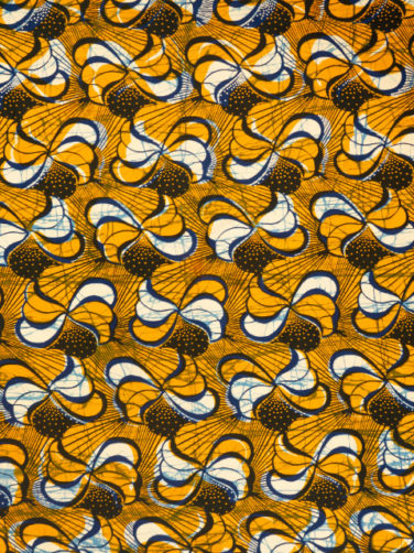 Yellow and white peacock ankara fabric printed in Nigeria West Africa