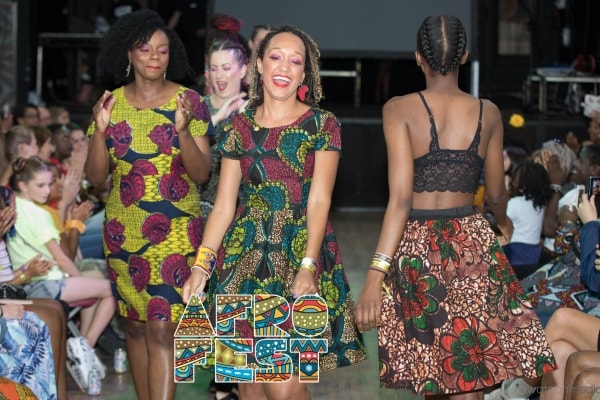 Modern African print clothing by Kitenge Store AfroFest Bristol UK fashion show models wearing