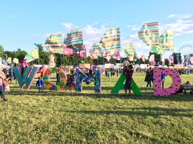 WOMAD world music and dance festival sign in Wiltshire UK