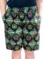 Women's turquoise African print shorts model wearing front view