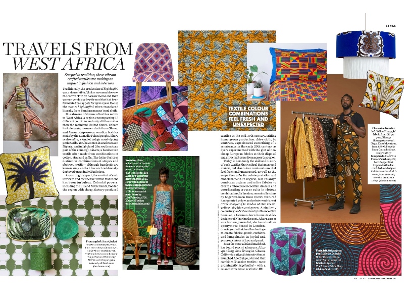 West African textiles article in ELLE Decoration magazine