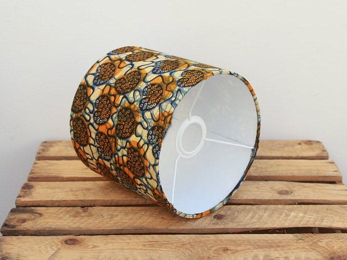 Yellow/Cream Shells African print fabric lampshade by Tropikala