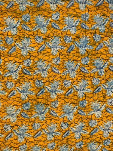 Yellow pineapple authentic African wax print fabric