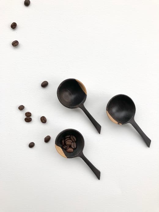 Wooden hand-carved coffee scoops from Tanzania by Qasa Qasa African inspired kitchen decor