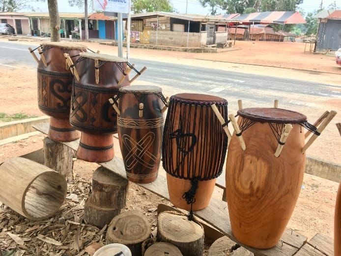 African handmade traditional drums from Ghana West Africa
