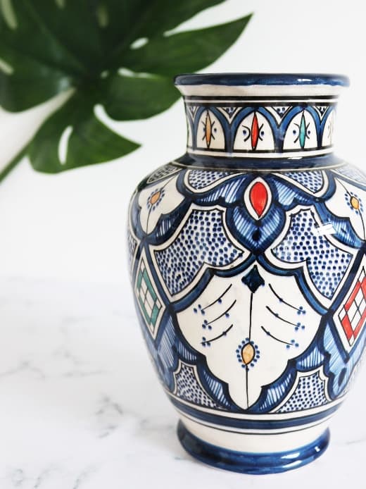 Hand painted vintage Moroccan vase by Nabri London