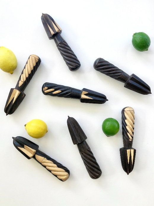Wooden hand-carved lemon and lime squeezer from Tanzania by Qasa Qasa 