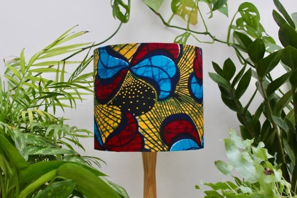 African wax print fabric lampshade by Tropikala using Kitenge Store ankara fabric