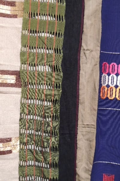 Aso-oke hand-woven cloth strips used to make traditional Nigerian clothing