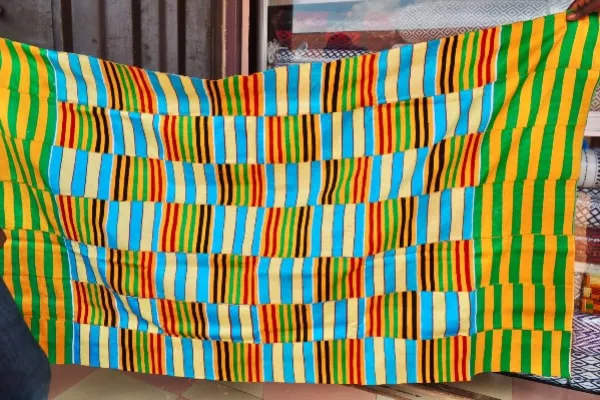 Hand-woven kente cloth design made in Ghana for traditional African clothing