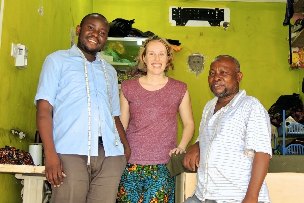 Kitenge founder Sian visiting African print clothing tailors Tanzania