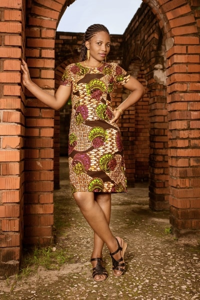 African print pencil dress by Kitenge Store model wearing