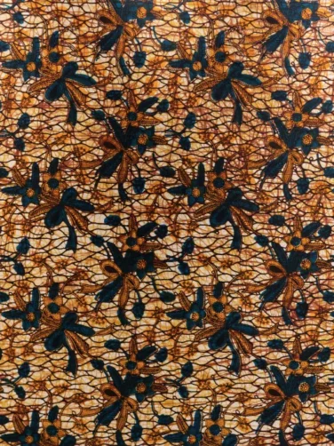 Bro Blue Floral African wax print fabric pattern closeup Kitenge Store