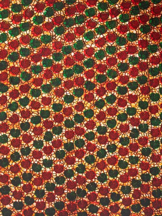 Red green shells African wax print fabric swatch Kitenge Store
