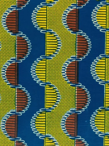 Yellow blue brown jigsaw African wax print fabric Kitenge-Store