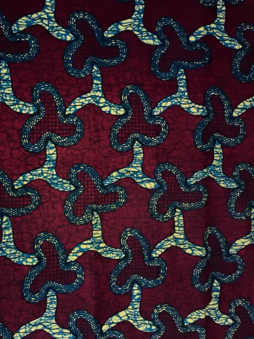 Burgundy African Ankara fabric closeup